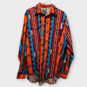 Vintage Wrangler southwestern pearl snap button cowboy shirt